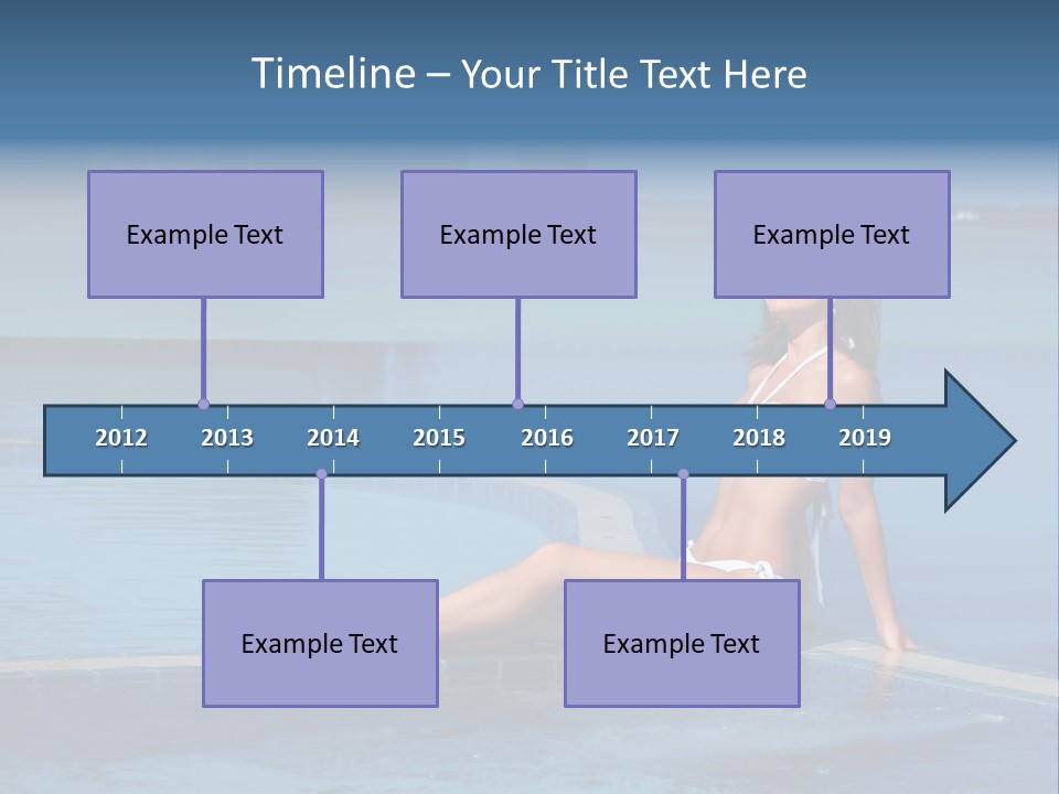 A Beautiful Woman In A White Bikini Sitting On The Edge Of A Swimming Pool PowerPoint Template