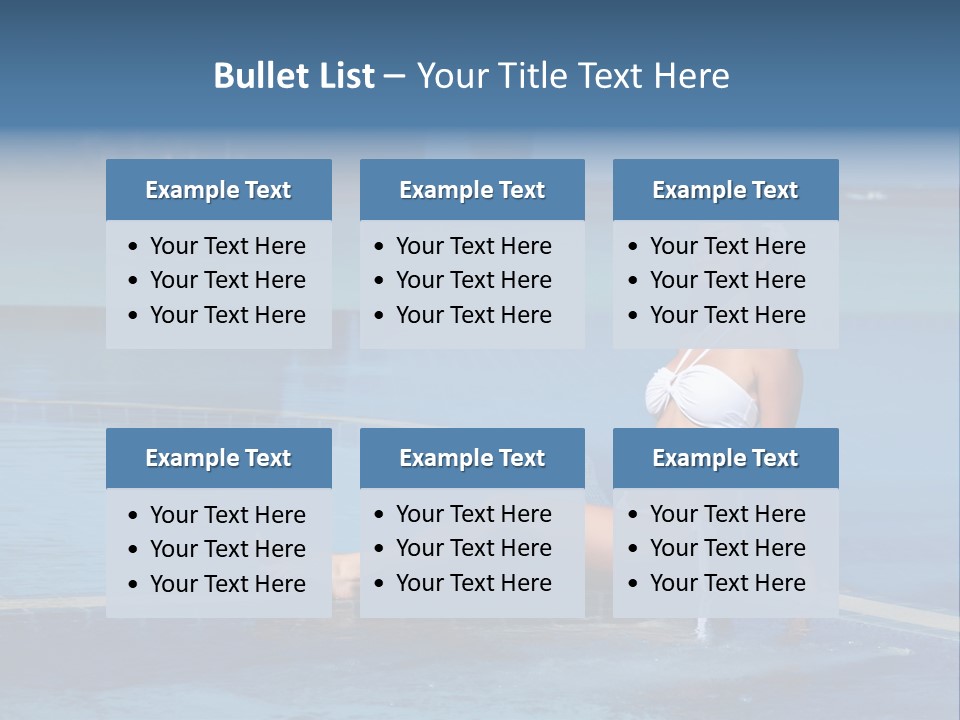 A Beautiful Woman In A White Bikini Sitting On The Edge Of A Swimming Pool PowerPoint Template