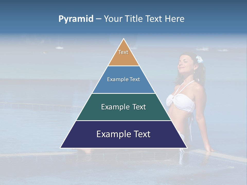 A Beautiful Woman In A White Bikini Sitting On The Edge Of A Swimming Pool PowerPoint Template