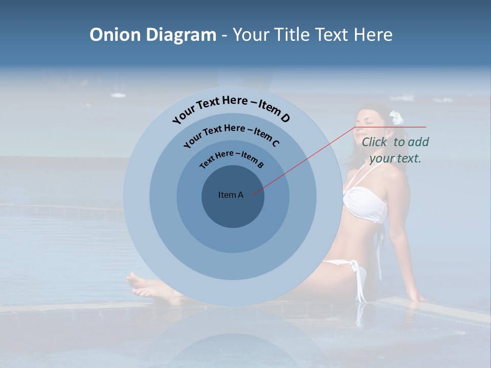 A Beautiful Woman In A White Bikini Sitting On The Edge Of A Swimming Pool PowerPoint Template