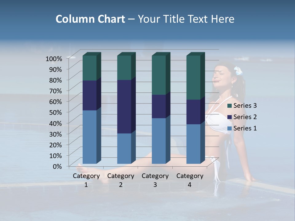 A Beautiful Woman In A White Bikini Sitting On The Edge Of A Swimming Pool PowerPoint Template