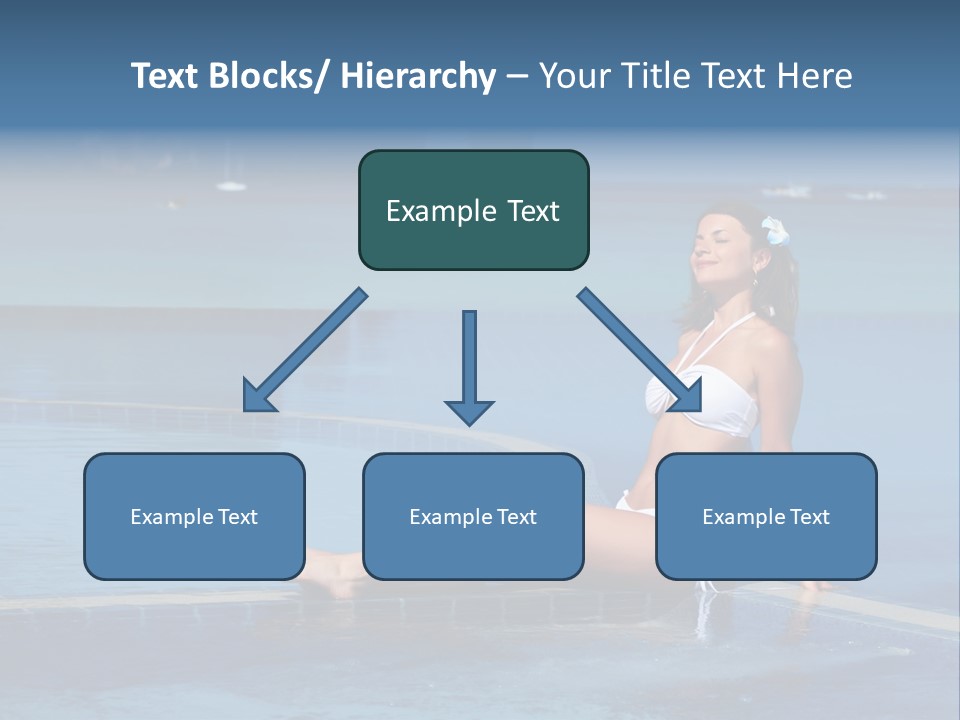 A Beautiful Woman In A White Bikini Sitting On The Edge Of A Swimming Pool PowerPoint Template