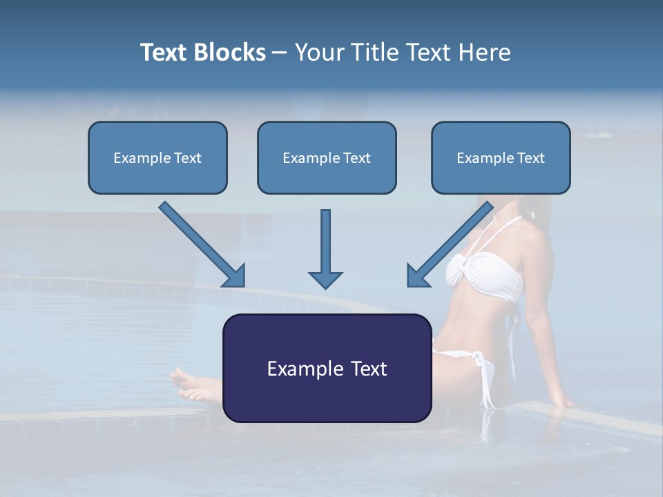 A Beautiful Woman In A White Bikini Sitting On The Edge Of A Swimming Pool PowerPoint Template