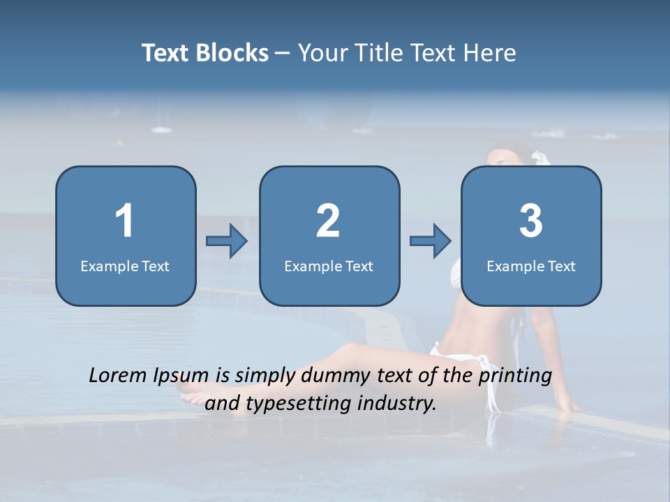 A Beautiful Woman In A White Bikini Sitting On The Edge Of A Swimming Pool PowerPoint Template