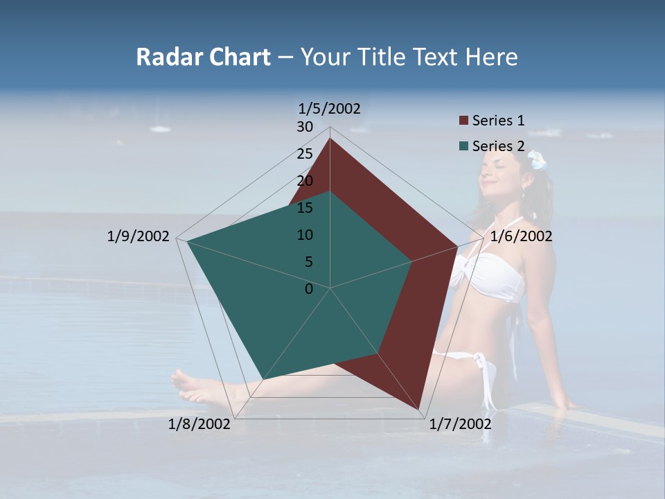 A Beautiful Woman In A White Bikini Sitting On The Edge Of A Swimming Pool PowerPoint Template