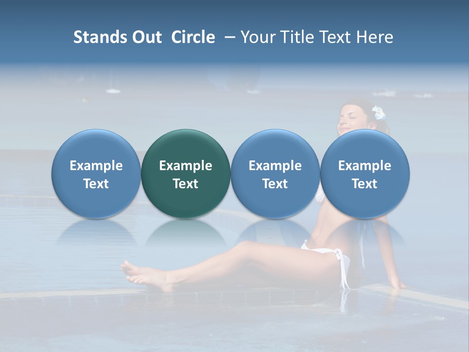 A Beautiful Woman In A White Bikini Sitting On The Edge Of A Swimming Pool PowerPoint Template