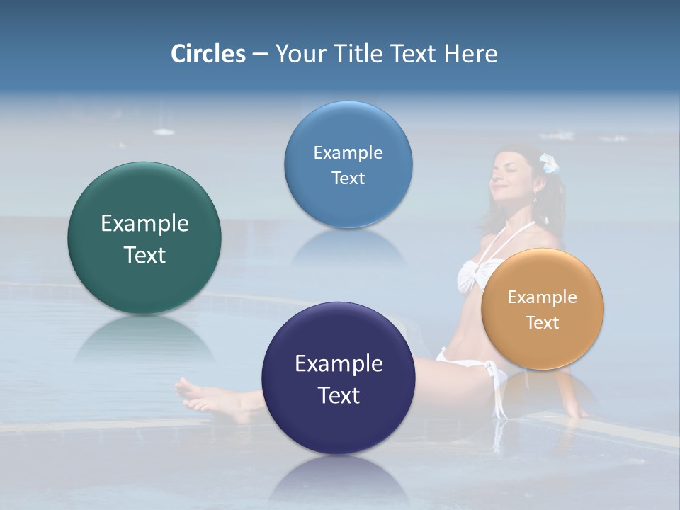 A Beautiful Woman In A White Bikini Sitting On The Edge Of A Swimming Pool PowerPoint Template