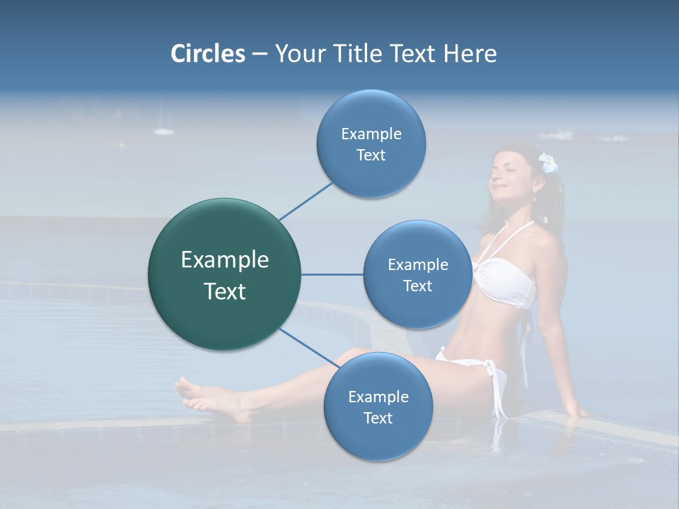 A Beautiful Woman In A White Bikini Sitting On The Edge Of A Swimming Pool PowerPoint Template