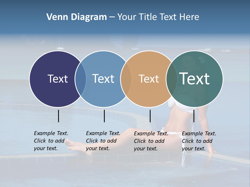 A Beautiful Woman In A White Bikini Sitting On The Edge Of A Swimming Pool PowerPoint Template