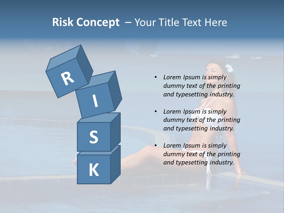 A Beautiful Woman In A White Bikini Sitting On The Edge Of A Swimming Pool PowerPoint Template