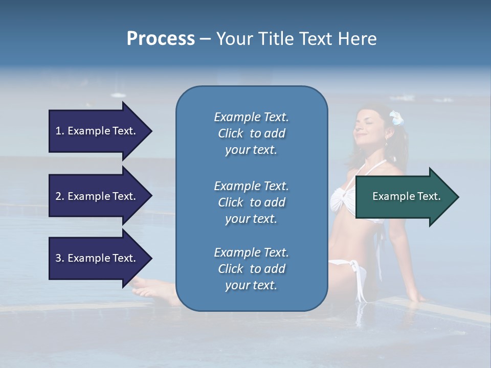 A Beautiful Woman In A White Bikini Sitting On The Edge Of A Swimming Pool PowerPoint Template