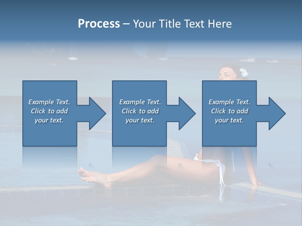 A Beautiful Woman In A White Bikini Sitting On The Edge Of A Swimming Pool PowerPoint Template