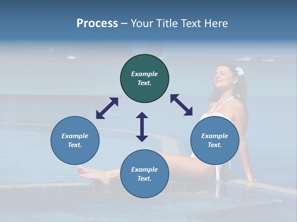 A Beautiful Woman In A White Bikini Sitting On The Edge Of A Swimming Pool PowerPoint Template