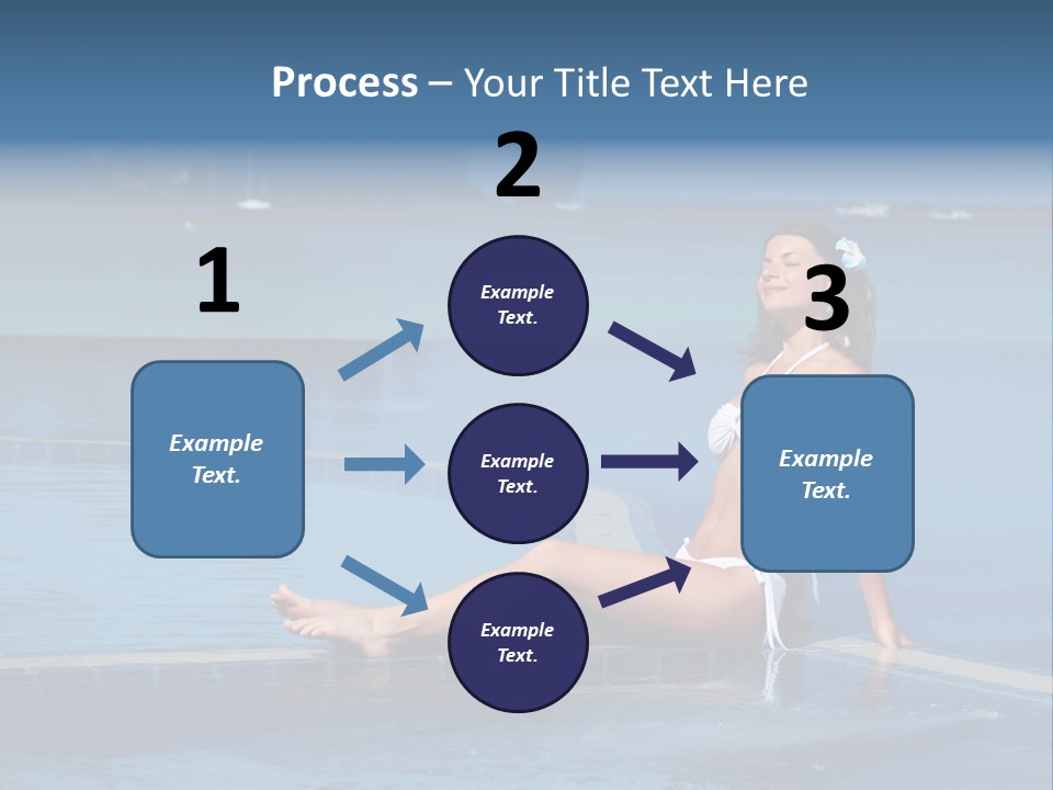 A Beautiful Woman In A White Bikini Sitting On The Edge Of A Swimming Pool PowerPoint Template