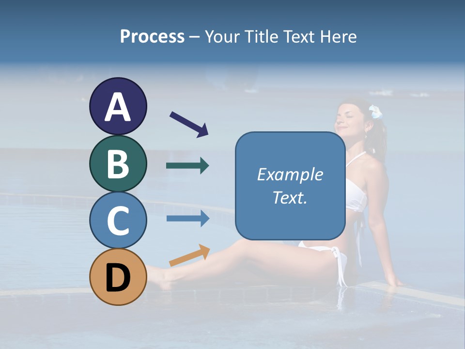 A Beautiful Woman In A White Bikini Sitting On The Edge Of A Swimming Pool PowerPoint Template