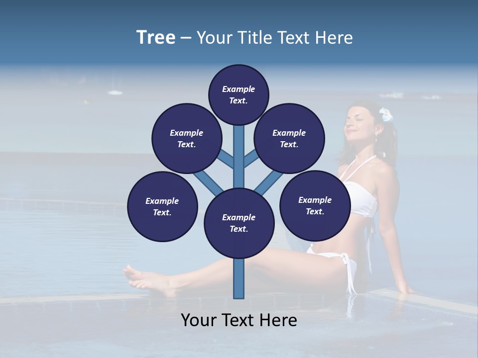A Beautiful Woman In A White Bikini Sitting On The Edge Of A Swimming Pool PowerPoint Template