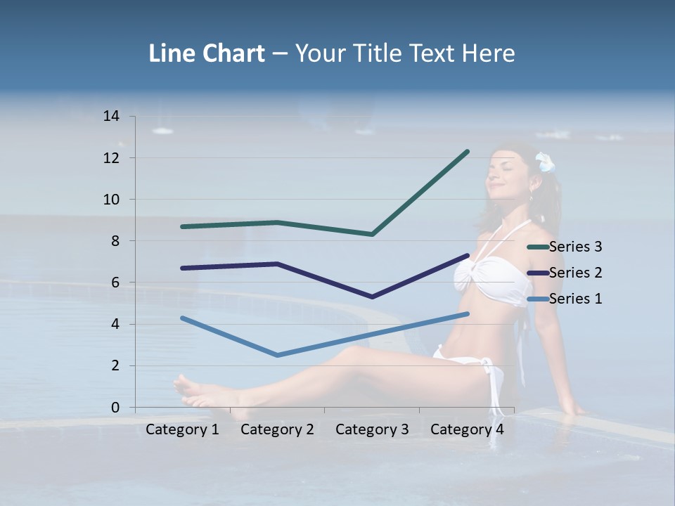 A Beautiful Woman In A White Bikini Sitting On The Edge Of A Swimming Pool PowerPoint Template