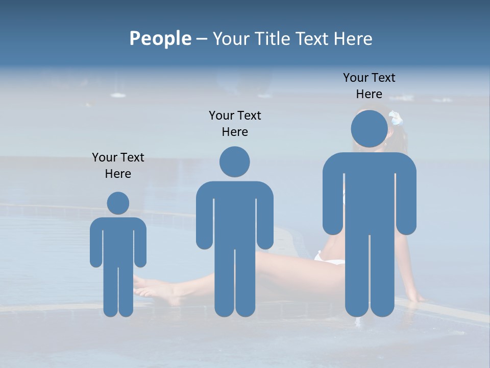 A Beautiful Woman In A White Bikini Sitting On The Edge Of A Swimming Pool PowerPoint Template