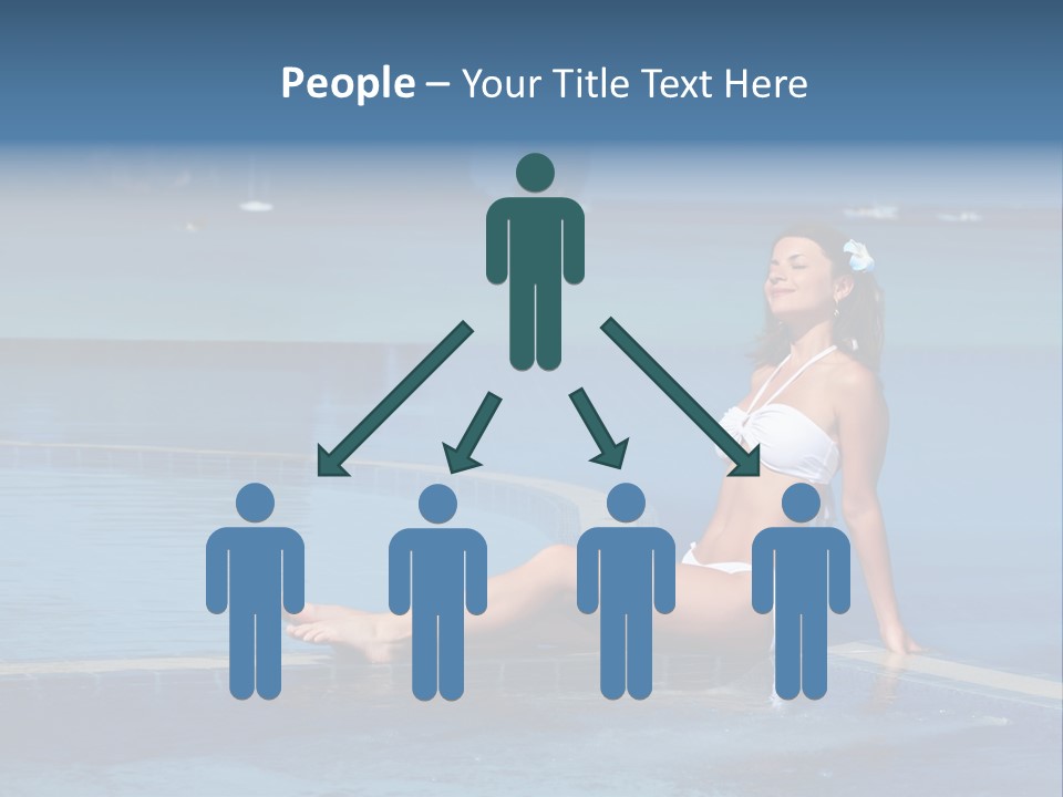 A Beautiful Woman In A White Bikini Sitting On The Edge Of A Swimming Pool PowerPoint Template