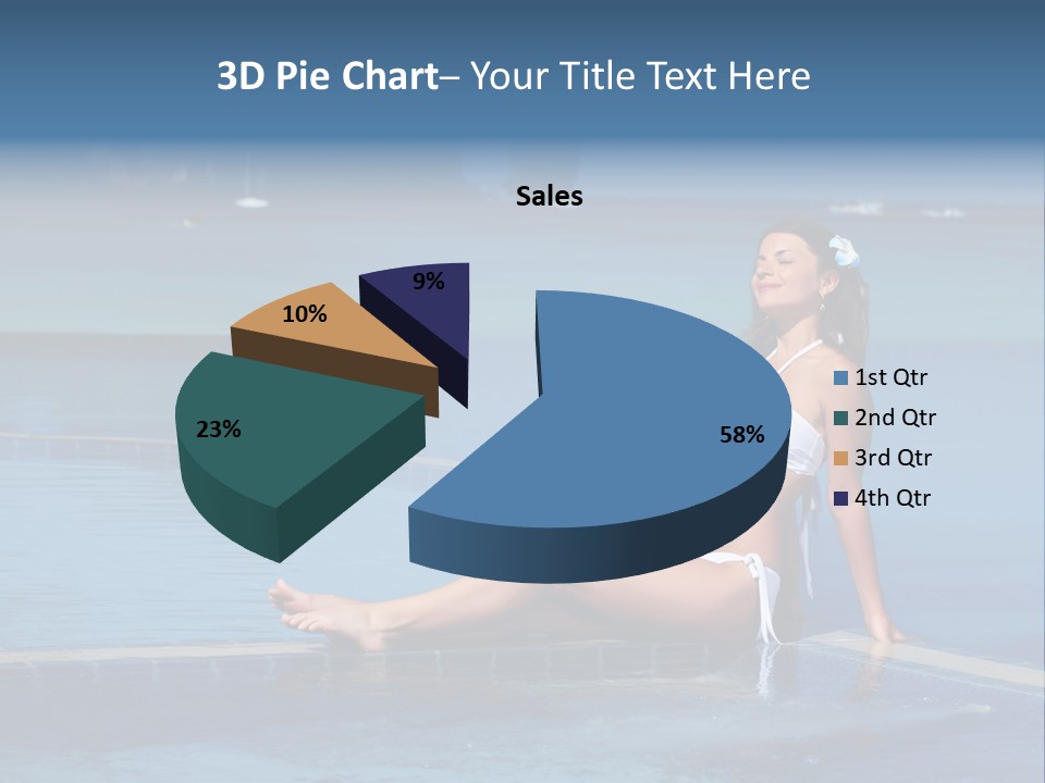 A Beautiful Woman In A White Bikini Sitting On The Edge Of A Swimming Pool PowerPoint Template