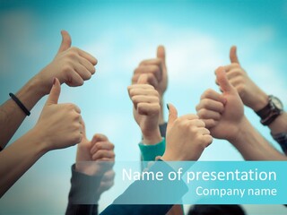 A Group Of People Giving Thumbs Up PowerPoint Template
