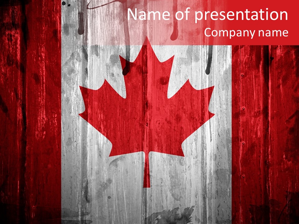 A Canadian Flag Painted On A Wooden Wall PowerPoint Template