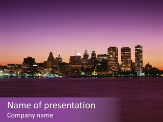 Purple Usa Skyscraper PowerPoint Template