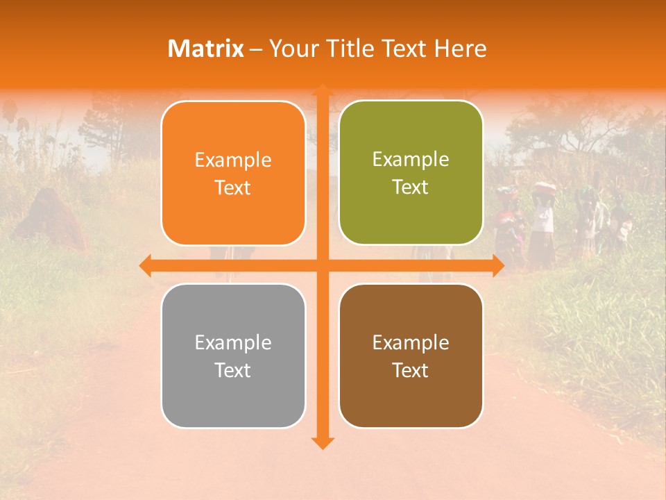 A Group Of People Riding Bikes Down A Dirt Road PowerPoint Template