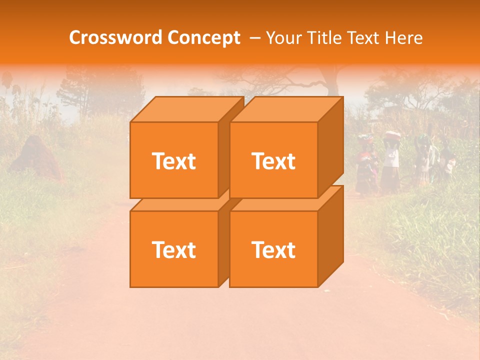 A Group Of People Riding Bikes Down A Dirt Road PowerPoint Template