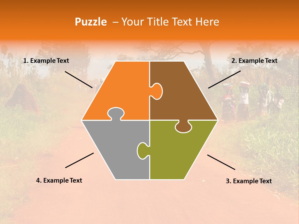 A Group Of People Riding Bikes Down A Dirt Road PowerPoint Template