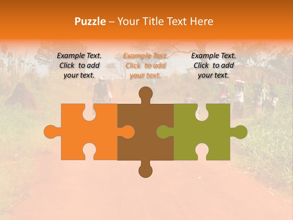 A Group Of People Riding Bikes Down A Dirt Road PowerPoint Template