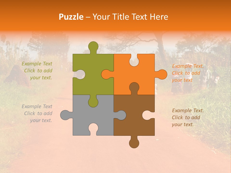 A Group Of People Riding Bikes Down A Dirt Road PowerPoint Template