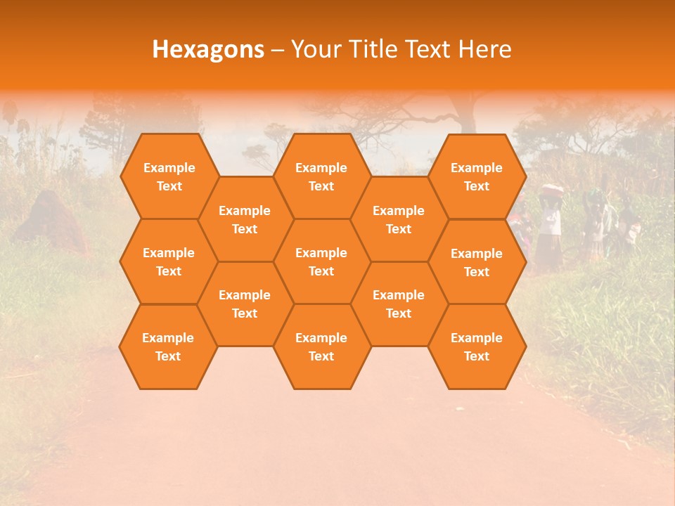 A Group Of People Riding Bikes Down A Dirt Road PowerPoint Template