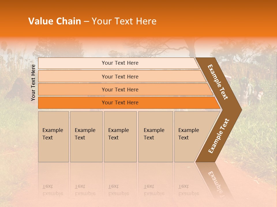 A Group Of People Riding Bikes Down A Dirt Road PowerPoint Template