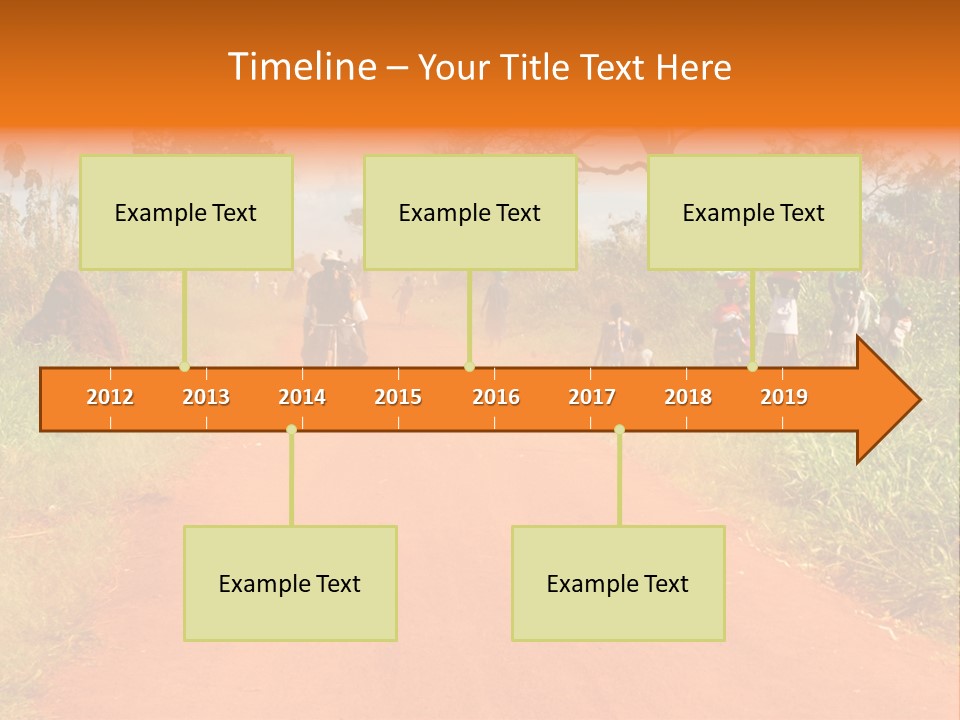A Group Of People Riding Bikes Down A Dirt Road PowerPoint Template