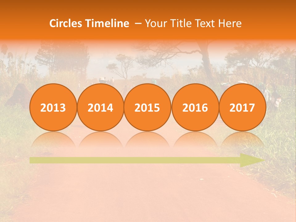 A Group Of People Riding Bikes Down A Dirt Road PowerPoint Template