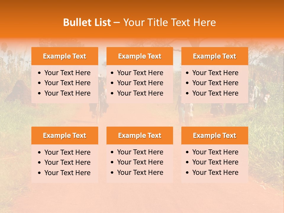 A Group Of People Riding Bikes Down A Dirt Road PowerPoint Template