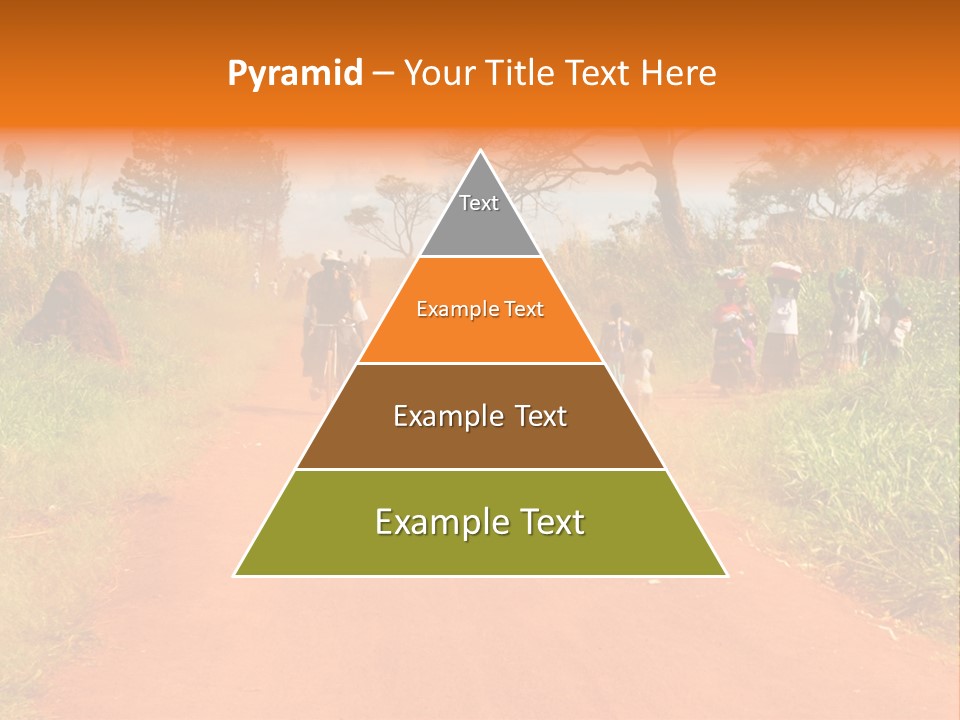 A Group Of People Riding Bikes Down A Dirt Road PowerPoint Template