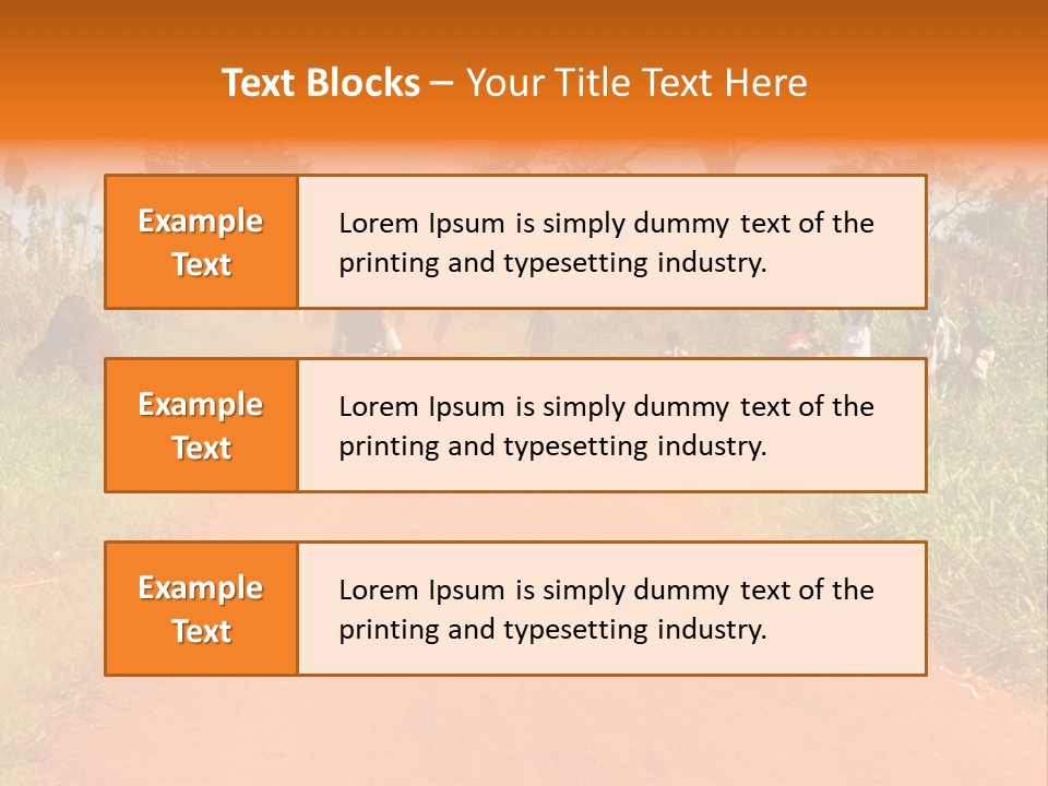 A Group Of People Riding Bikes Down A Dirt Road PowerPoint Template