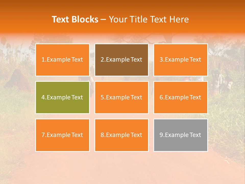 A Group Of People Riding Bikes Down A Dirt Road PowerPoint Template