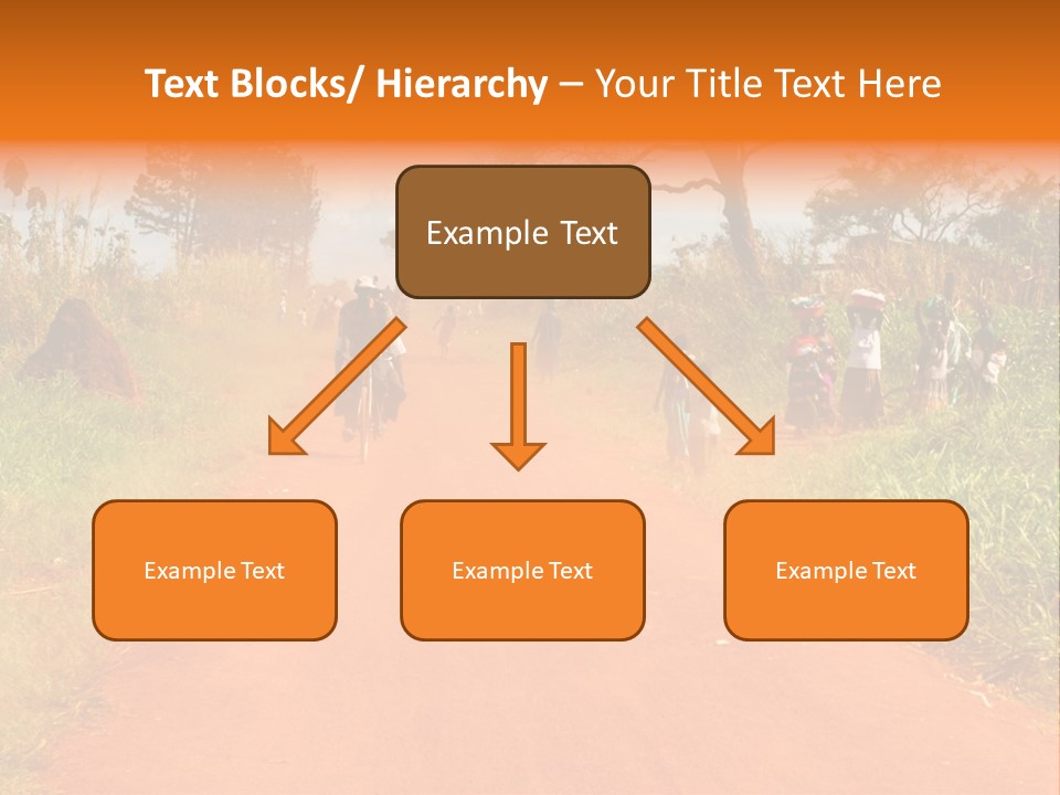 A Group Of People Riding Bikes Down A Dirt Road PowerPoint Template