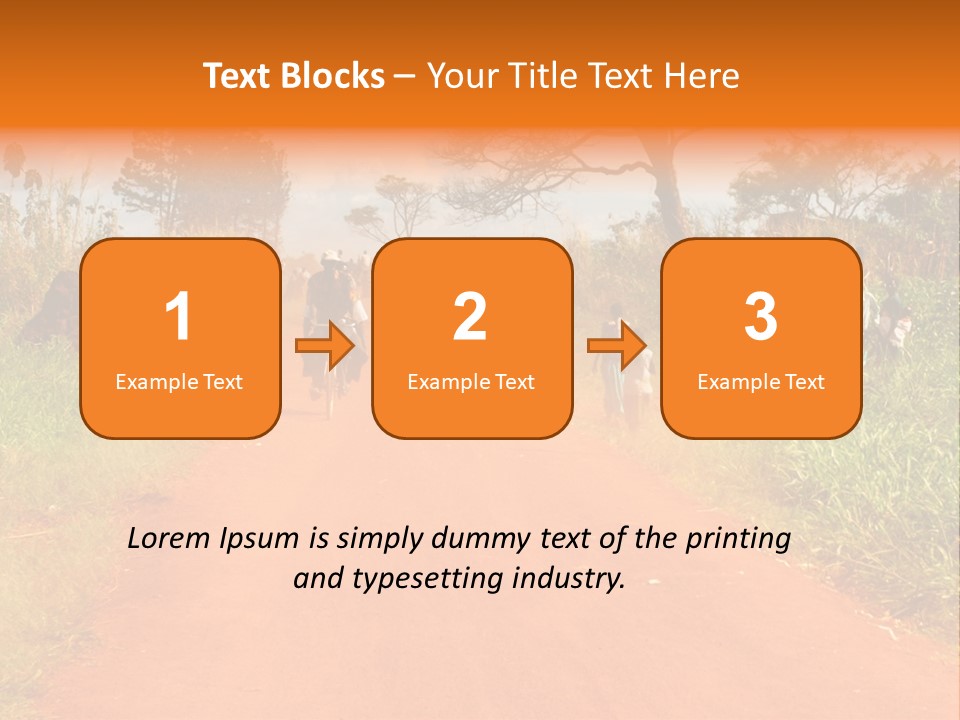 A Group Of People Riding Bikes Down A Dirt Road PowerPoint Template