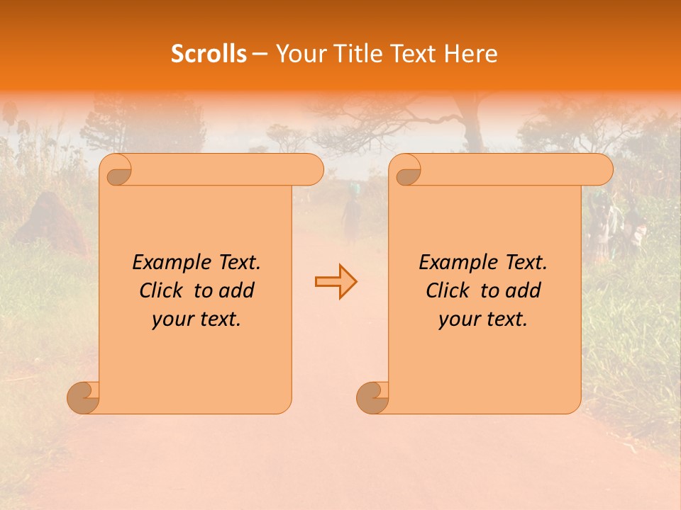 A Group Of People Riding Bikes Down A Dirt Road PowerPoint Template