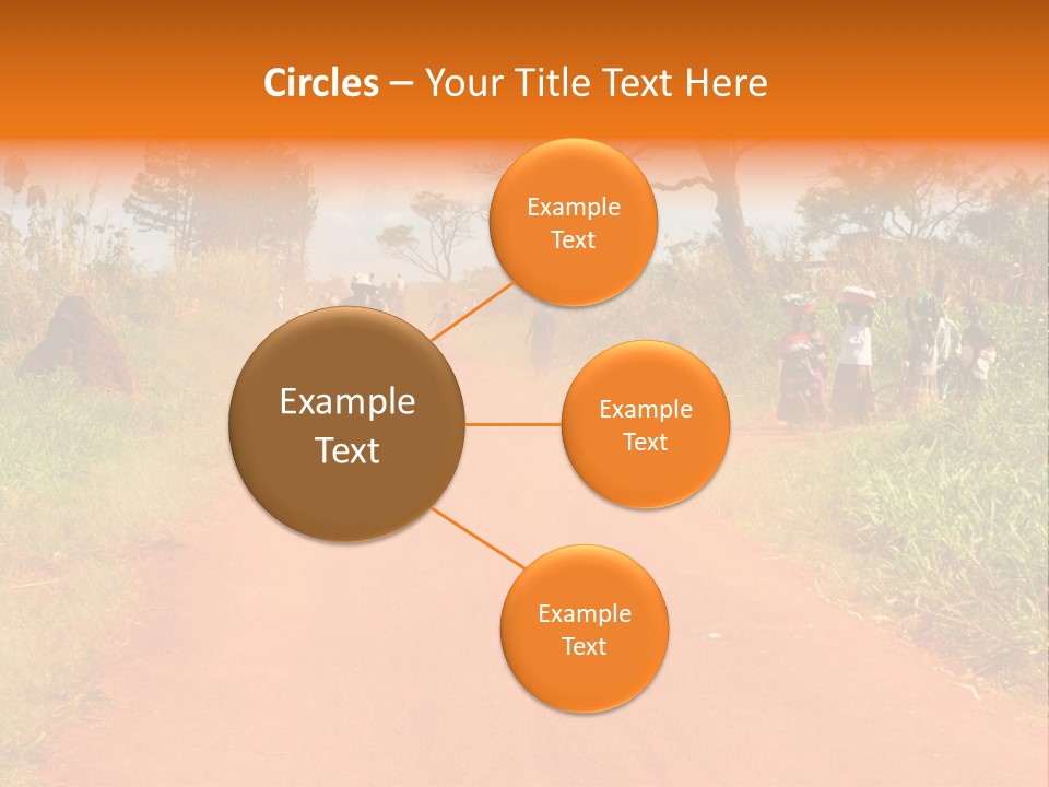 A Group Of People Riding Bikes Down A Dirt Road PowerPoint Template