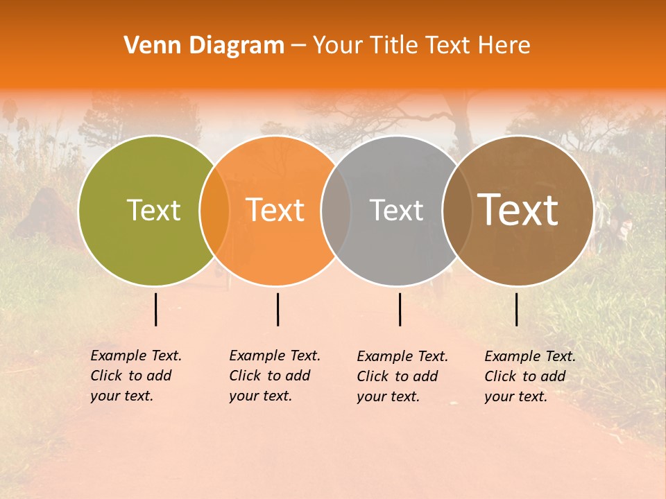 A Group Of People Riding Bikes Down A Dirt Road PowerPoint Template