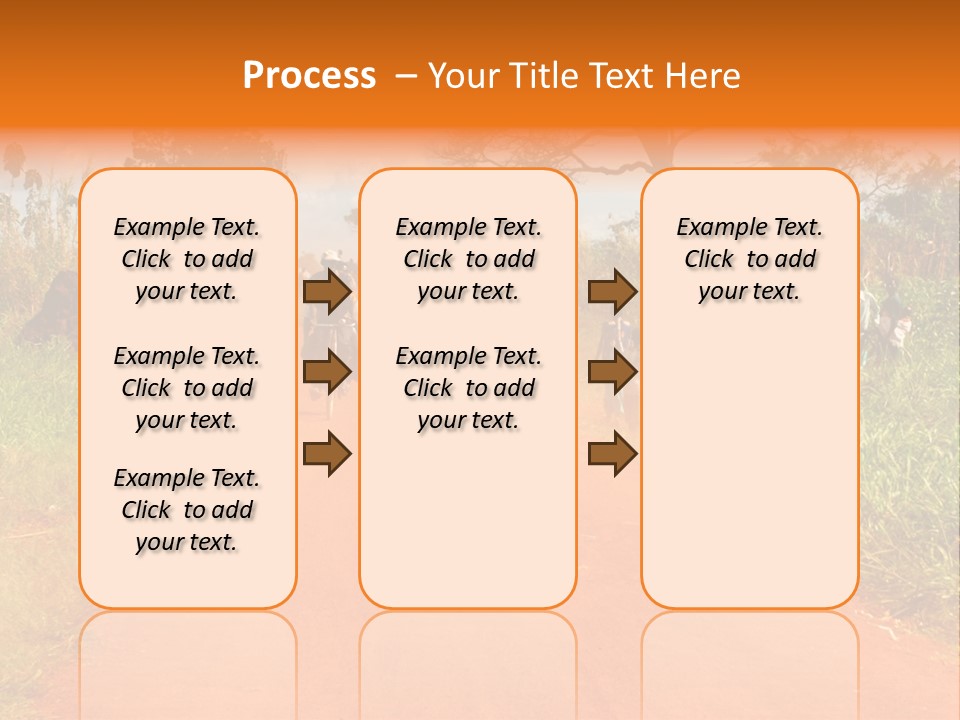 A Group Of People Riding Bikes Down A Dirt Road PowerPoint Template