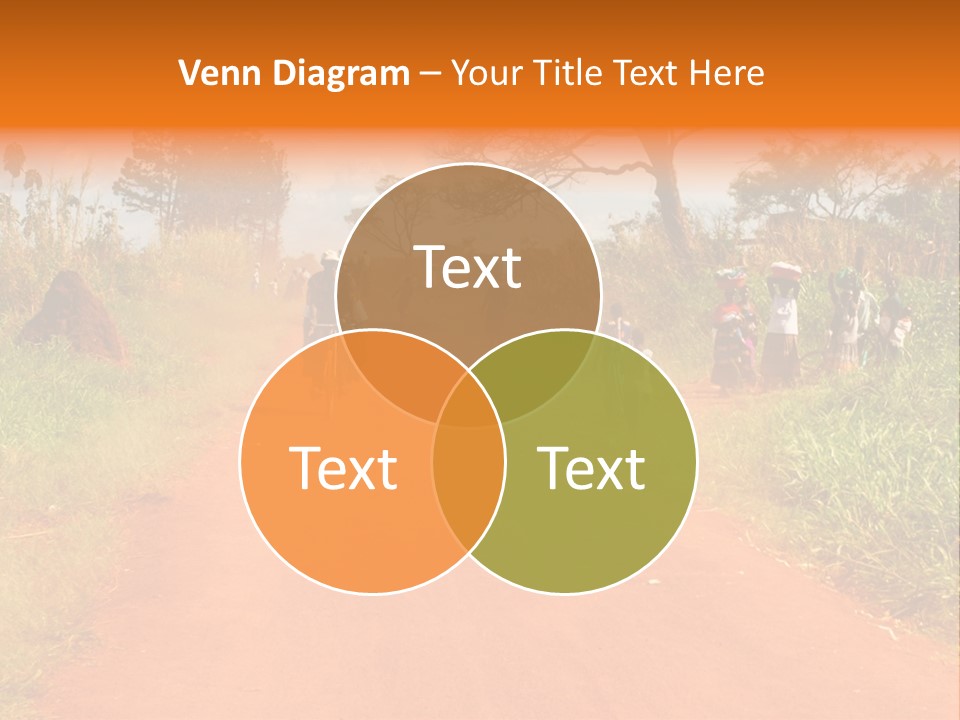 A Group Of People Riding Bikes Down A Dirt Road PowerPoint Template