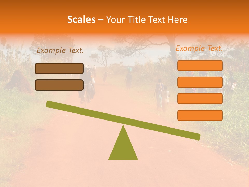 A Group Of People Riding Bikes Down A Dirt Road PowerPoint Template