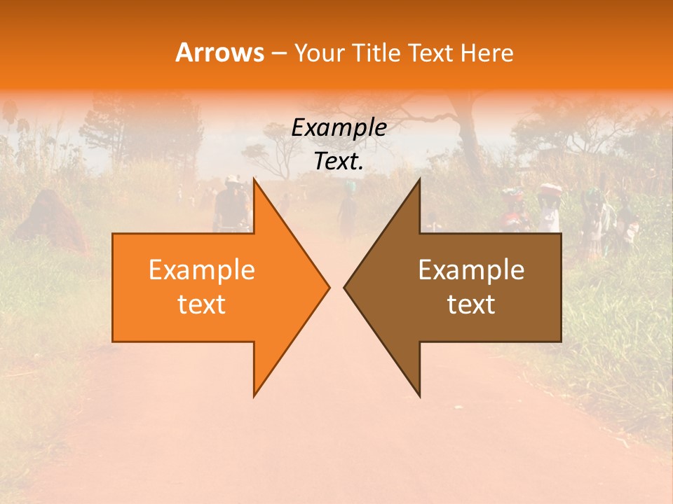 A Group Of People Riding Bikes Down A Dirt Road PowerPoint Template