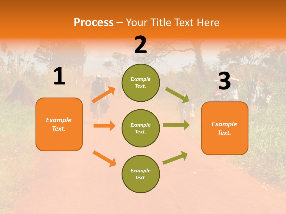 A Group Of People Riding Bikes Down A Dirt Road PowerPoint Template